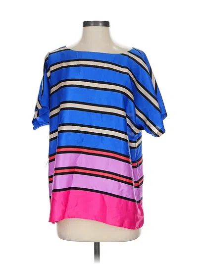 Pre-owned Ann Taylor Short Sleeve Blouse In Blue