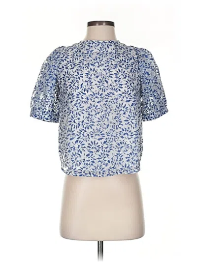 Pre-owned Ann Taylor Short Sleeve Blouse In Blue