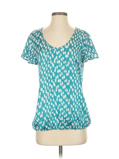 Pre-owned Ann Taylor Short Sleeve Blouse In Blue