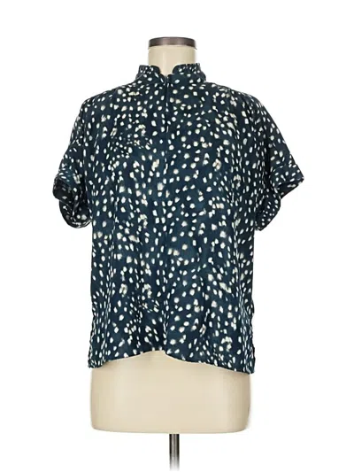 Pre-owned Ann Taylor Short Sleeve Blouse In Blue