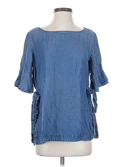 Pre-owned Ann Taylor Short Sleeve Blouse In Blue