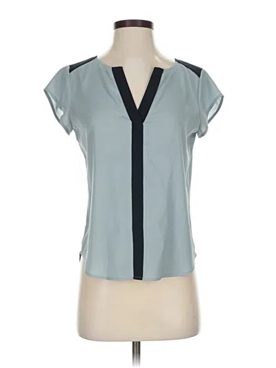 Pre-owned Ann Taylor Short Sleeve Blouse In Blue
