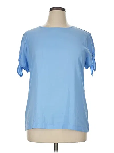 Pre-owned Ann Taylor Short Sleeve Blouse In Blue