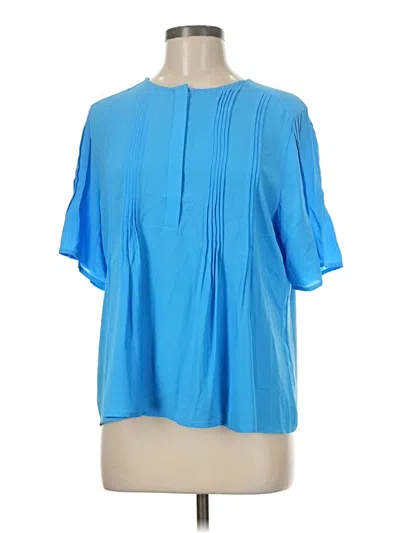 Pre-owned Ann Taylor Short Sleeve Blouse In Blue