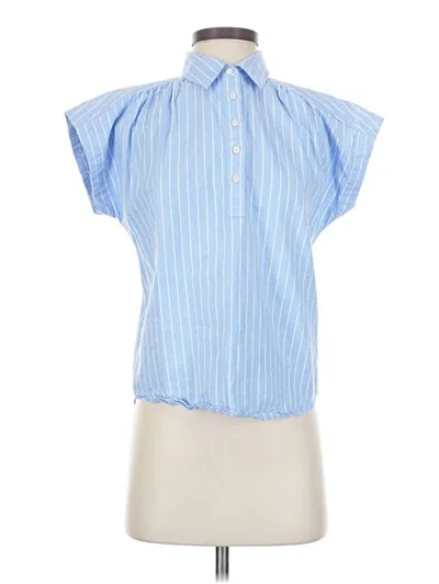 Pre-owned Ann Taylor Short Sleeve Blouse In Blue