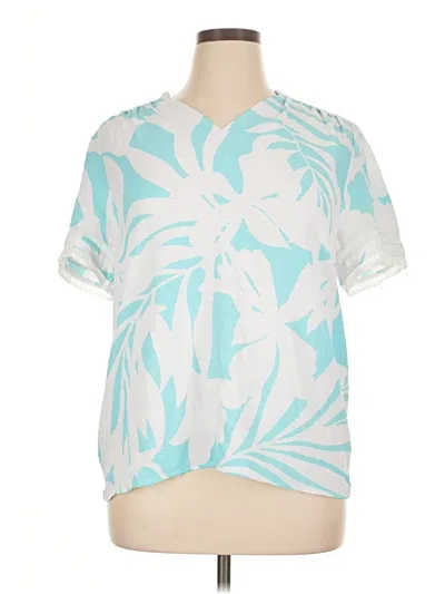 Pre-owned Ann Taylor Short Sleeve Blouse In Blue