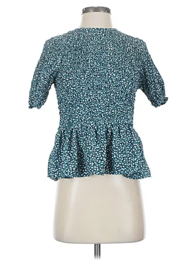 Pre-owned Ann Taylor Short Sleeve Blouse In Blue