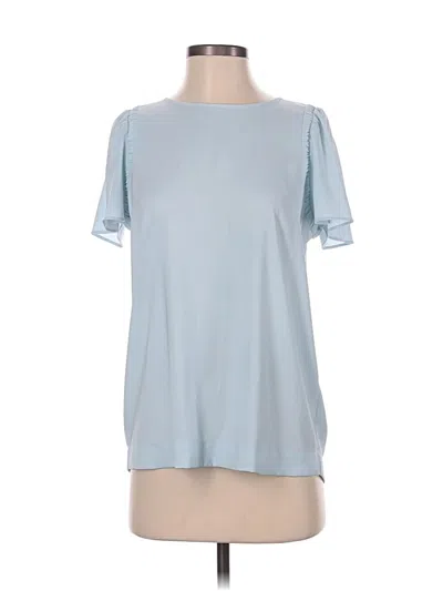 Pre-owned Ann Taylor Short Sleeve Blouse In Blue