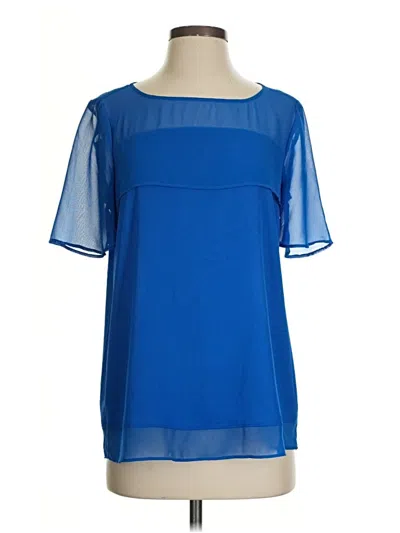 Pre-owned Ann Taylor Short Sleeve Blouse In Blue