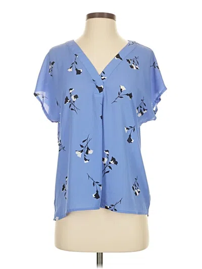 Pre-owned Ann Taylor Short Sleeve Blouse In Blue