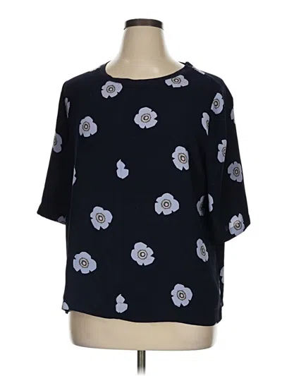 Pre-owned Ann Taylor Short Sleeve Blouse In Blue