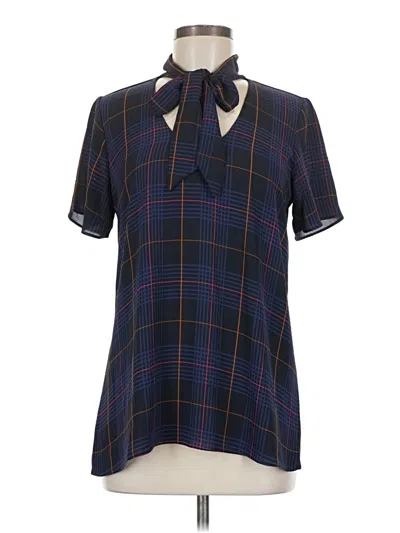 Pre-owned Ann Taylor Short Sleeve Blouse In Blue