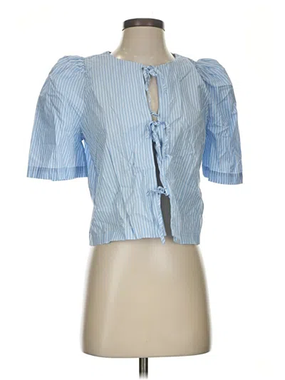 Pre-owned Ann Taylor Short Sleeve Blouse In Blue