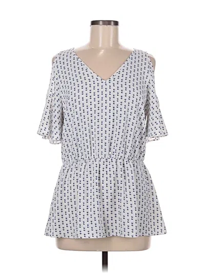 Pre-owned Ann Taylor Short Sleeve Blouse In Blue