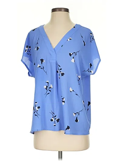 Pre-owned Ann Taylor Short Sleeve Blouse In Blue