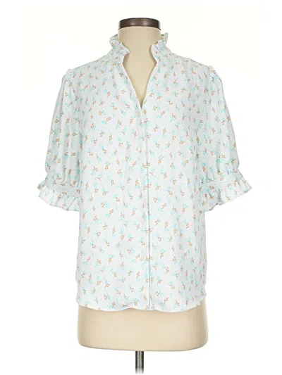 Pre-owned Ann Taylor Short Sleeve Blouse In Blue