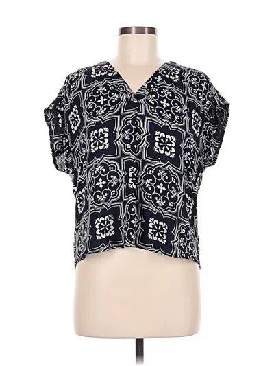Pre-owned Ann Taylor Short Sleeve Blouse In Blue