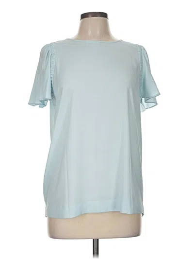 Pre-owned Ann Taylor Short Sleeve Blouse In Blue