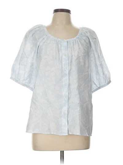 Pre-owned Ann Taylor Short Sleeve Blouse In Blue