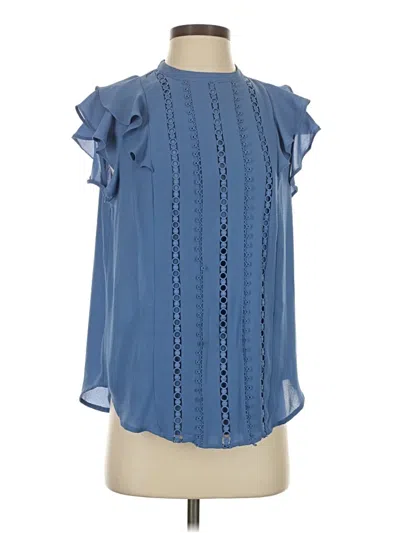 Pre-owned Ann Taylor Short Sleeve Blouse In Blue