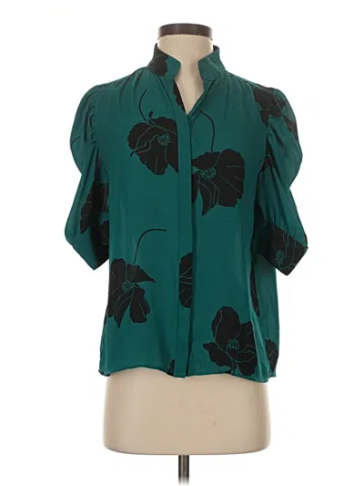 Pre-owned Ann Taylor Short Sleeve Blouse In Blue