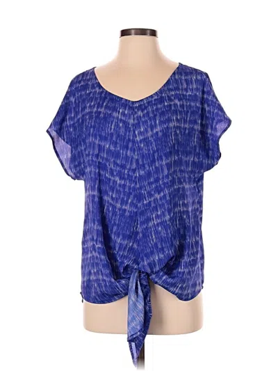 Pre-owned Ann Taylor Short Sleeve Blouse In Blue