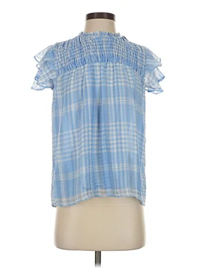 Pre-owned Ann Taylor Short Sleeve Blouse In Blue