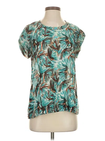 Pre-owned Ann Taylor Short Sleeve Blouse In Blue