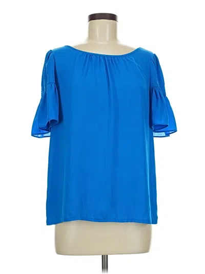 Pre-owned Ann Taylor Short Sleeve Blouse In Blue