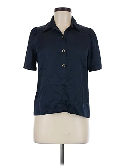 Pre-owned Ann Taylor Short Sleeve Blouse In Blue