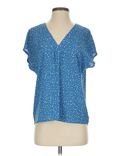 Pre-owned Ann Taylor Short Sleeve Blouse In Blue