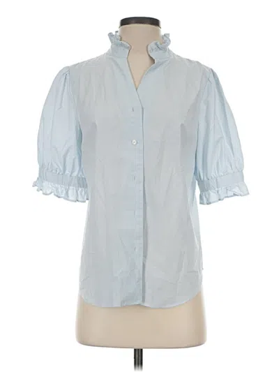 Pre-owned Ann Taylor Short Sleeve Blouse In Blue