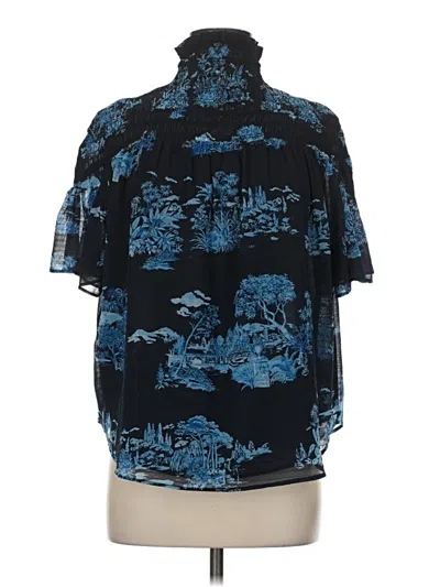 Pre-owned Ann Taylor Short Sleeve Blouse In Blue