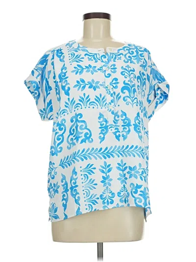 Pre-owned Ann Taylor Short Sleeve Blouse In Blue