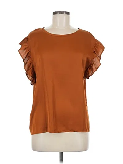 Pre-owned Ann Taylor Short Sleeve Blouse In Brown