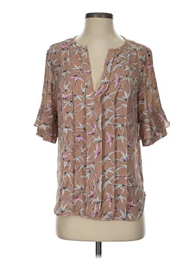 Pre-owned Ann Taylor Short Sleeve Blouse In Brown