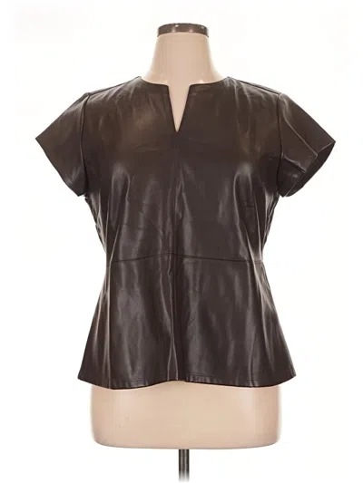 Ann Taylor Short Sleeve Blouse In Brown