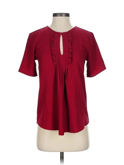 Pre-owned Ann Taylor Short Sleeve Blouse In Burgundy