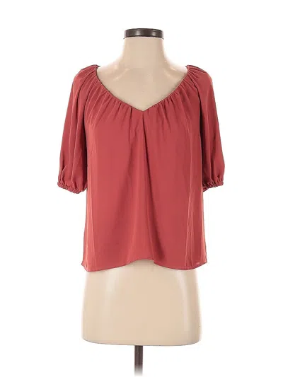 Pre-owned Ann Taylor Short Sleeve Blouse In Burgundy