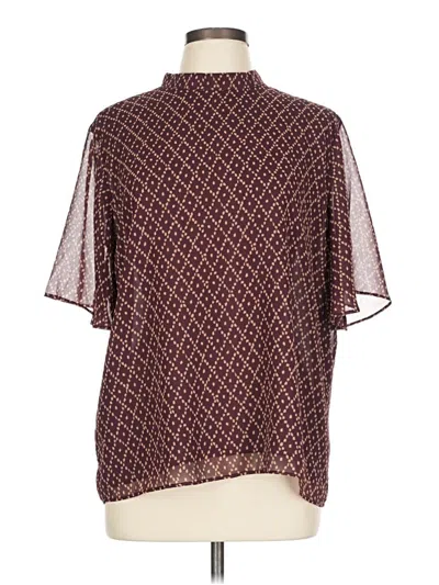 Pre-owned Ann Taylor Short Sleeve Blouse In Burgundy