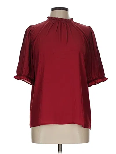 Ann Taylor Short Sleeve Blouse In Burgundy