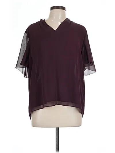 Pre-owned Ann Taylor Short Sleeve Blouse In Burgundy