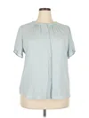 Ann Taylor Short Sleeve Blouse In Gray