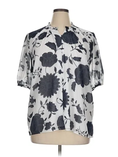 Pre-owned Ann Taylor Short Sleeve Blouse In Gray