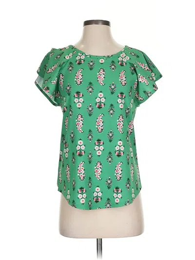 Pre-owned Ann Taylor Short Sleeve Blouse In Green