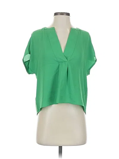 Pre-owned Ann Taylor Short Sleeve Blouse In Green