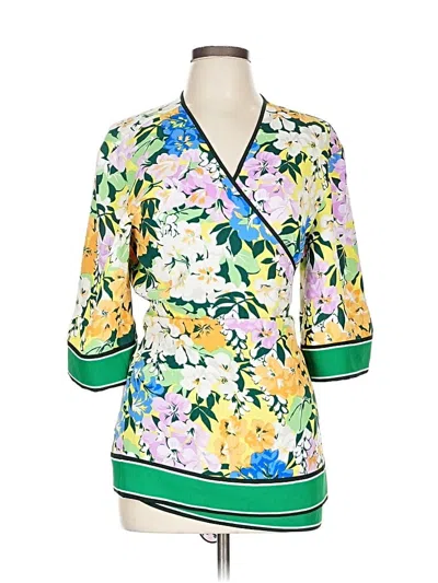 Pre-owned Ann Taylor Short Sleeve Blouse In Green