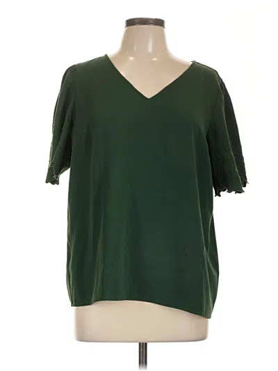 Pre-owned Ann Taylor Short Sleeve Blouse In Green