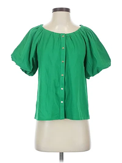 Pre-owned Ann Taylor Short Sleeve Blouse In Green