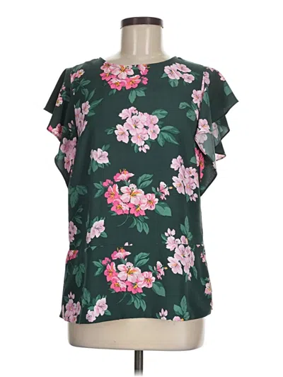 Pre-owned Ann Taylor Short Sleeve Blouse In Green
